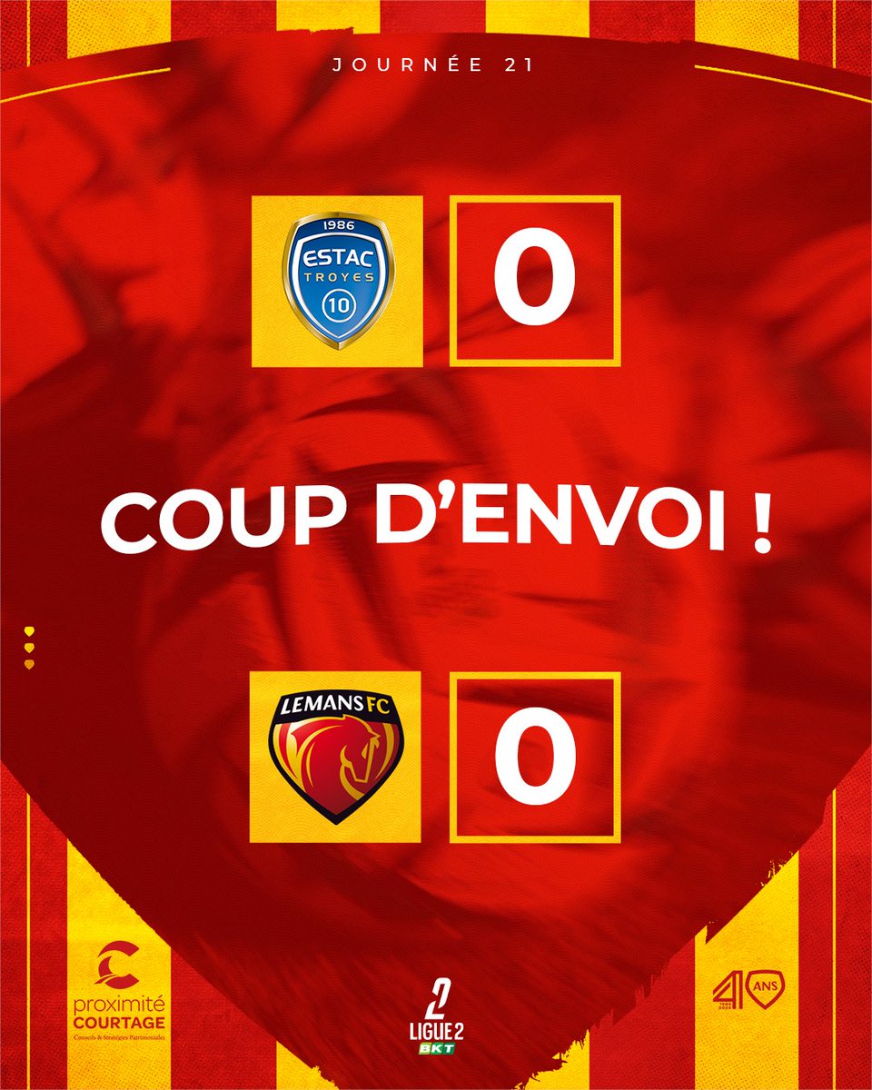 #ESTAC𝐋𝐌𝐅𝐂 0️⃣-0️⃣

⏱️ 1' | 𝗖'𝗘𝗦𝗧 𝗣𝗔𝗥𝗧𝗜 𝗔̀ 𝗧𝗥𝗢𝗬𝗘𝗦 ! Engagement manceau 👊

#AllezLEMANSFC 🔴🟡