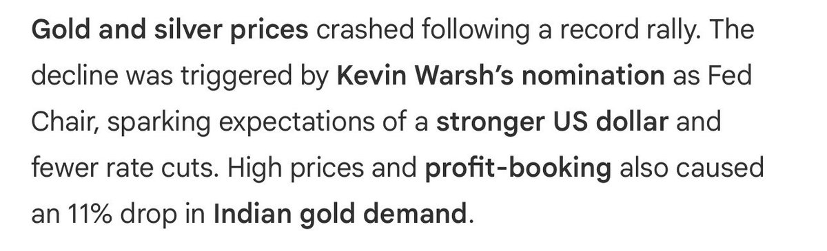 HarshAnalytica's tweet photo. GOLD &amp; SILVER: Historic Crash in 24 Hours!
The Shocking Numbers:
�� Silver: Crashed nearly 27% to close at ₹2,91,925/kg, just one day after touching a record high of ₹4,20,048/kg.
• Gold: Fell 17.1% to ₹1,52,345 per 10 grams on the MCX.

#gold #silver https://t.co/SHBatdllyo