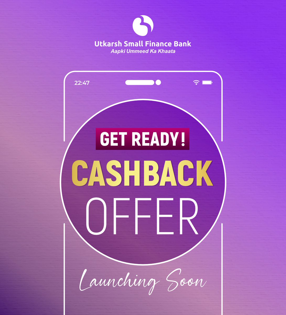 Utkarshsfbl's tweet image. Something exciting is on the way! Get ready to earn more with our upcoming cashback offer. Stay tuned.

#UtkarshSmallFinanceBank #UPILite #SmartPayments #BankingRewards