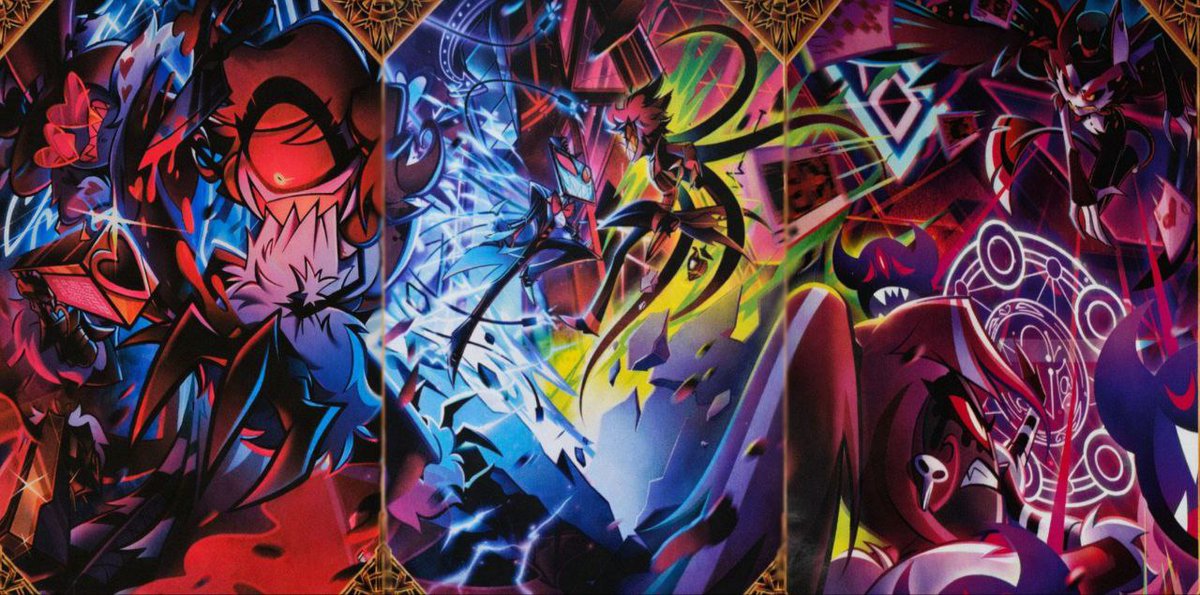 My friend combined cards and it appears that's a whole 3 card picture 😲 
#HazbinHotel