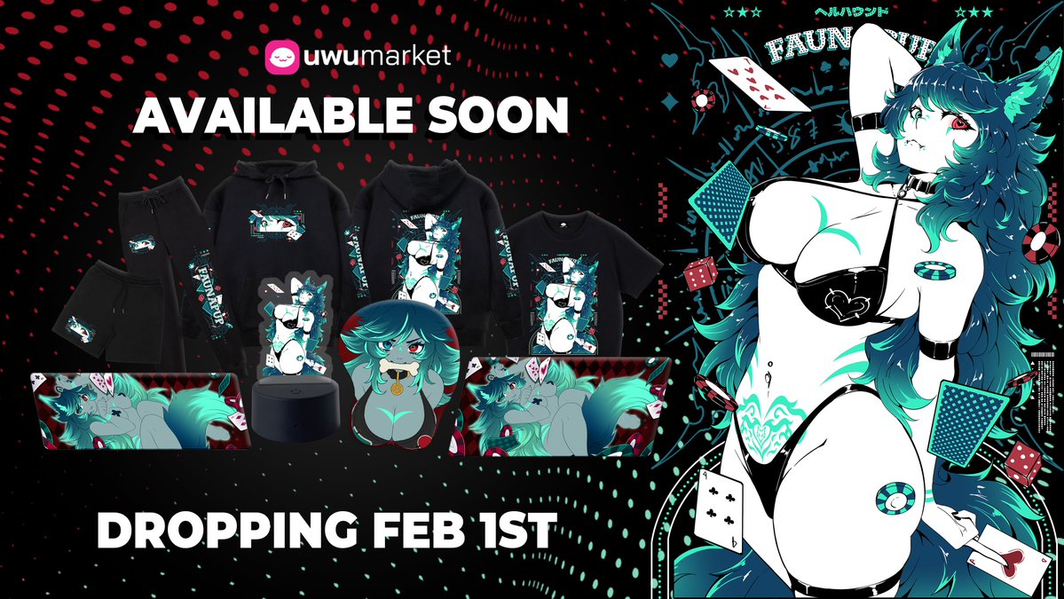 FaunaPup's tweet image. There is officially only a day left before my new VTuber merch collection with @shopuwumarket drops!

It features a lot of different goodies such as: 

- Two different standees, one with and one without LED.
- Deskmats in 2 sizes!
- A brand new 3D mousepad design.
- The most…