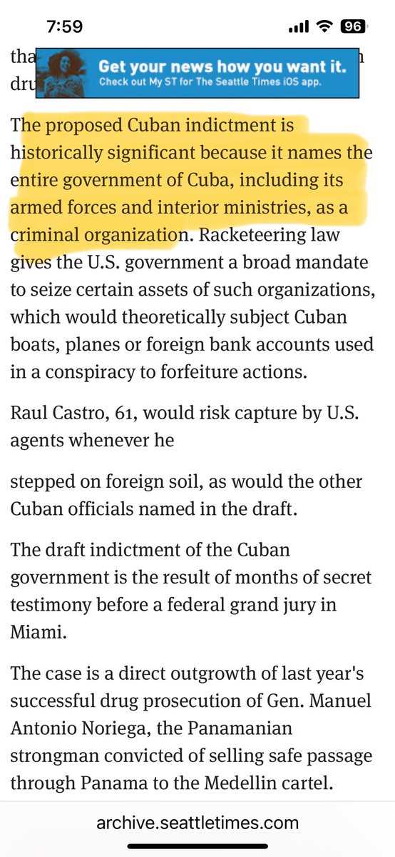 In 1997 I published a monograph <a href="/univmiami/">University of Miami</a> on #Cuba’s drug trafficking activities.

Fed prosecutors were prepared to indict Cuba’s leaders but the Clinton Admin balked.

A Castro is still in power. We indicted the Cartel of the Suns leaders. Why not Cuba now?

#SOSCuba
<a href="/StateDept/">Department of State</a>