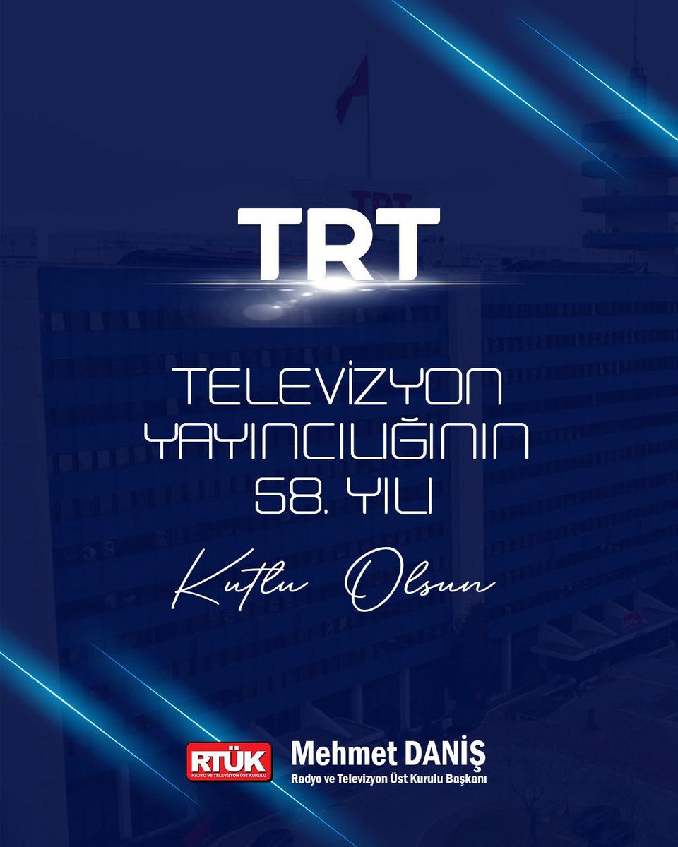 TRT, kamu yayıncılığı anlayışıyla ülkemizin sesi, hafızası ve ortak değeri olmaya 58 yıldır devam ediyor.

Türk televizyon yayıncılığında güvenin, sorumluluğun ve kalitenin simgesi olan TRT’nin yayıncılığa başlamasının 58. yılını tebrik ediyor; emeği geçen tüm TRT ailesi