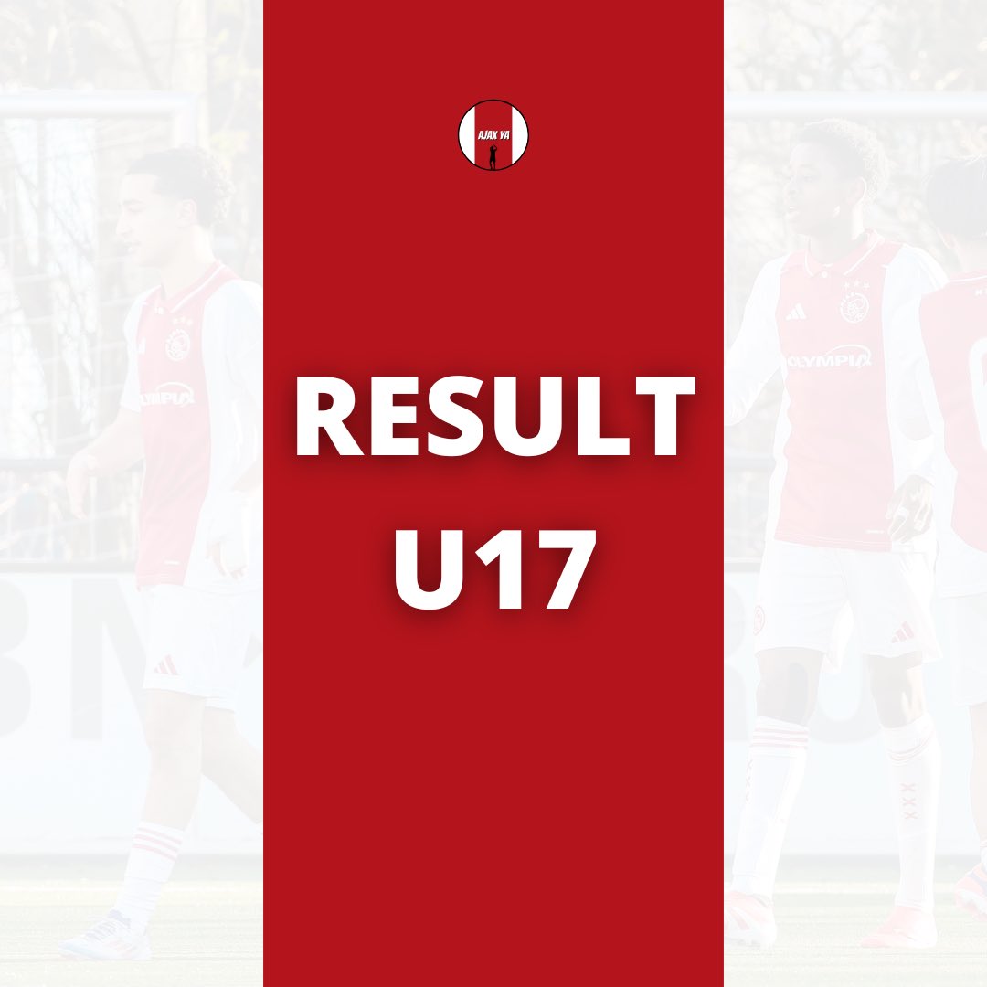 𝗥𝗘𝗦𝗨𝗟𝗧
• Ajax U17 - FC Utrecht U17 (CUP, Last 16) 7-1
⚽️ Nafairon Landvreugd 3x, Roméo Garnier 2x, Damian Gomes Ferreira &amp; Xander Newstead! ✅👏

#AjaxU17 #AjaxYouth