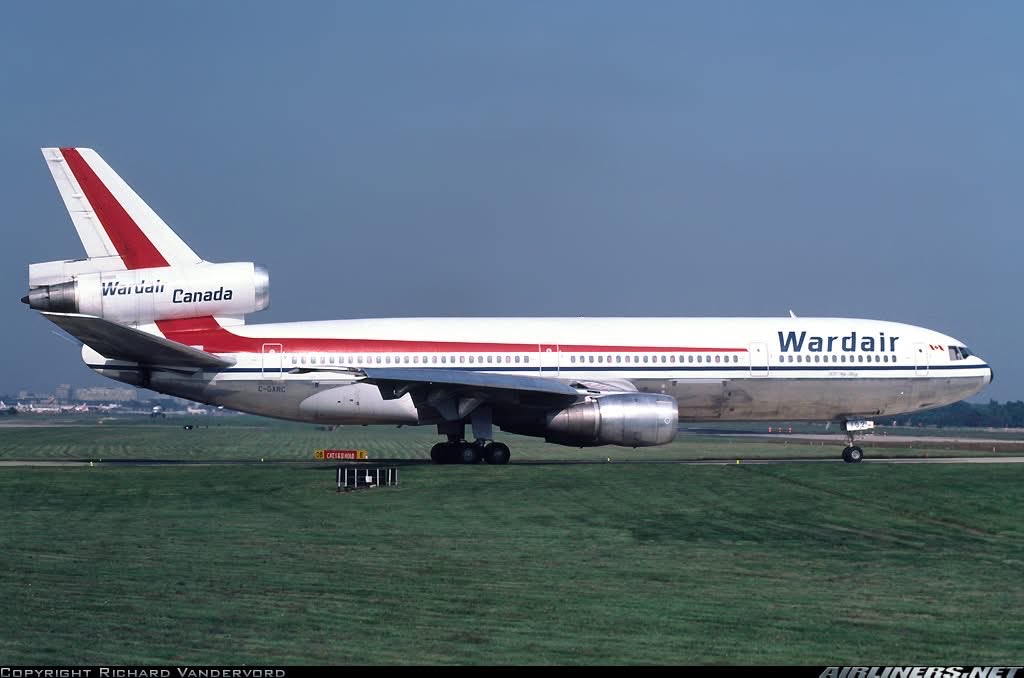 n194at's tweet photo. Wardair 
Douglas DC-10-30 C-GXRC Line #256
LGW/EGKK London Gatwick Airport
July 1982
Photo credit Richard Vandervord 
#AvGeek #Airlines #Aviation #AvGeeks #Douglas #DC10 #BritishCaledonian #LGW #Gatwick @Gatwick_Airport #London #Wardair 🇨🇦 https://t.co/gD8IIiwpsD