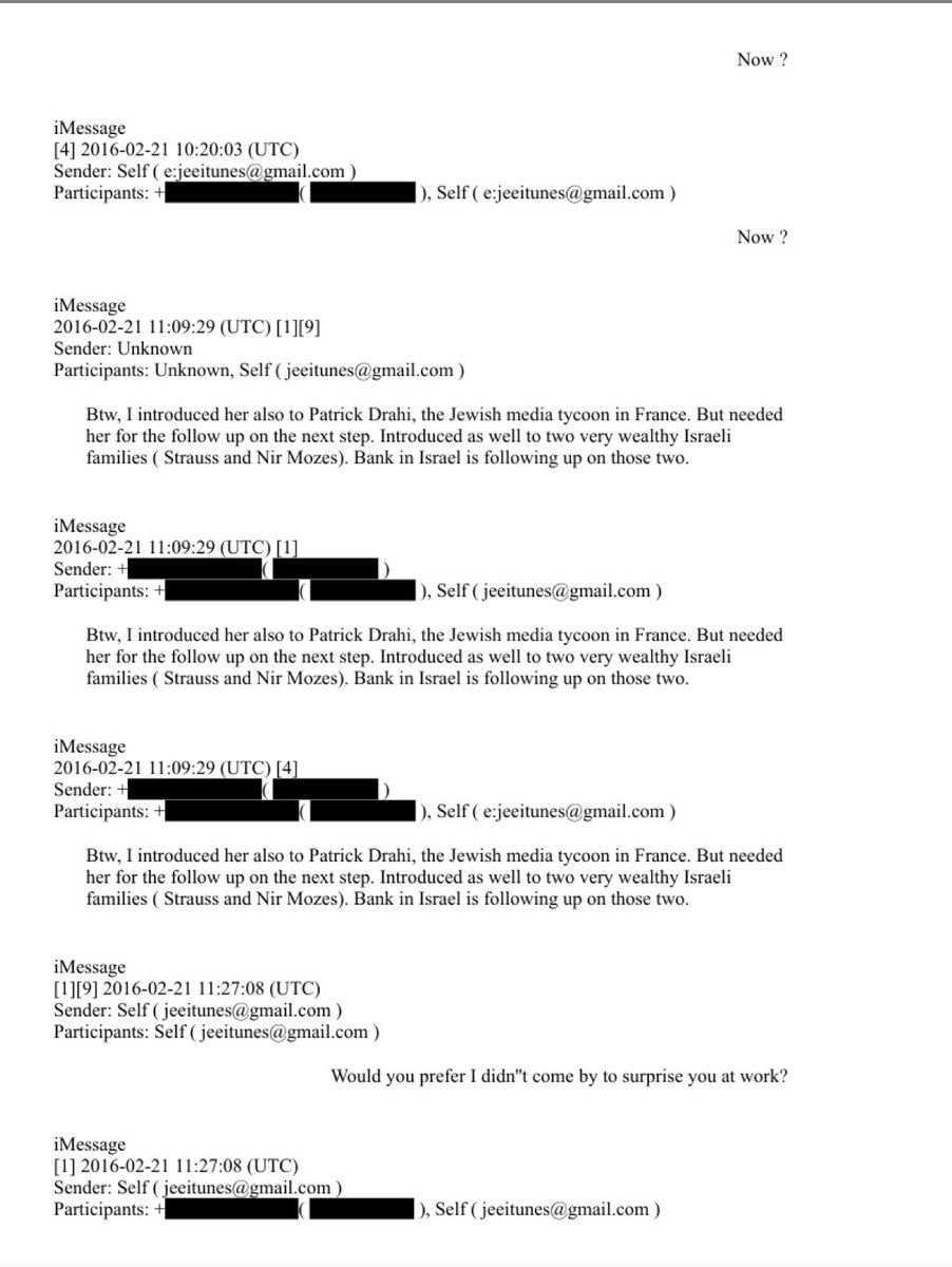 CitizenMediaFR's tweet image. 🇺🇸🗂️ FLASH 

Dossier Epstein : 

« Au fait, je l'ai aussi présentée à Patrick Drahi, le magnat juif des médias en France. Mais j'avais besoin d'elle pour la suite. Je l'ai également présentée à deux familles israéliennes très riches (Strauss et Nir Mozes). Une banque en Israël…