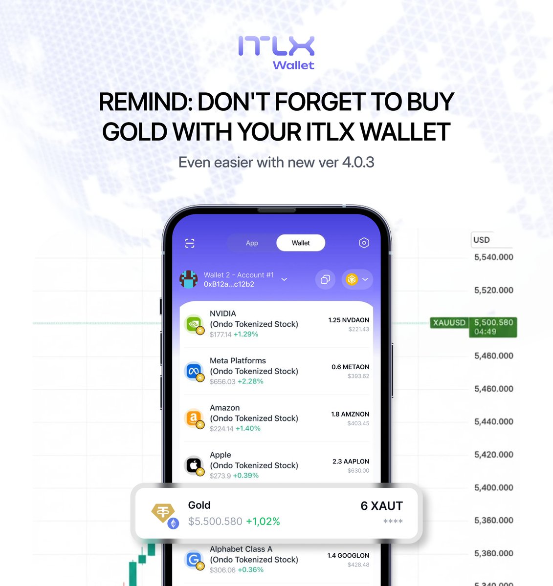 Gold’s value is increasing faster than ever - Accumulate now with your ITLX wallet 📈

As markets stay volatile, gold continues to be a trusted long-term reserve asset. Value preservation, stability, and future positioning - that’s why serious investors keep accumulating.

Now