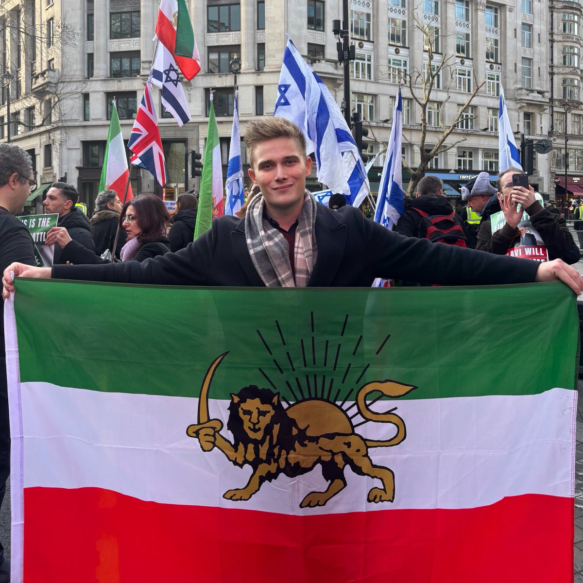 Out in London today, standing shoulder to shoulder with brave Iranian and Jewish protesters, facing down the pro-Palestine, pro-Khamenei hate march head-on.

Your terrorist allies will be defeated. Israel will endure. Iran will be free.

Pahlavi will return. Javid Shah!