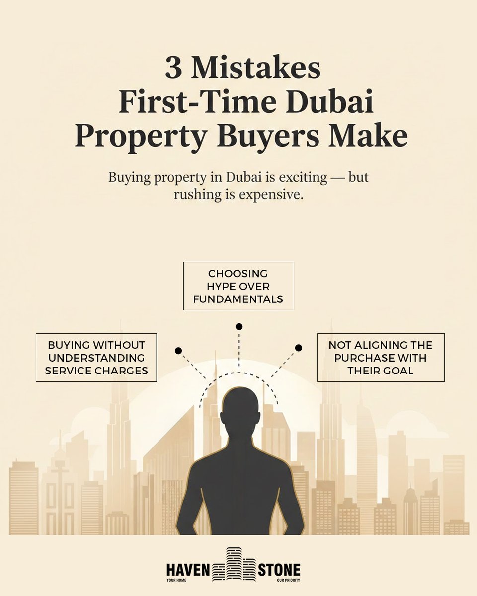 HavenstonePLLC's tweet photo. 3 mistakes first-time Dubai property buyers make

The biggest mistakes we see?
• Buying without understanding service charges
• Choosing hype over fundamentals
• Not aligning the purchase with their goal

#HavenstoneProperties
#dubairealestate
#dubaiproperty
#DubaiInvestments https://t.co/hn1dyGGfSn