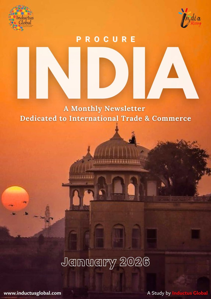 Inductusglobal's tweet photo. First Procure India 2026 edition is live. India exports at $634.26B, logistics cost at 7.97% GDP, electronics rising — key shifts as India–EU trade momentum builds. Data, sourcing &amp; trade insights inside.

https://t.co/J0SSIEQNNt

#IndiaEU #GlobalTrade #Sourcing #Procurement https://t.co/ISnC2xaTpg