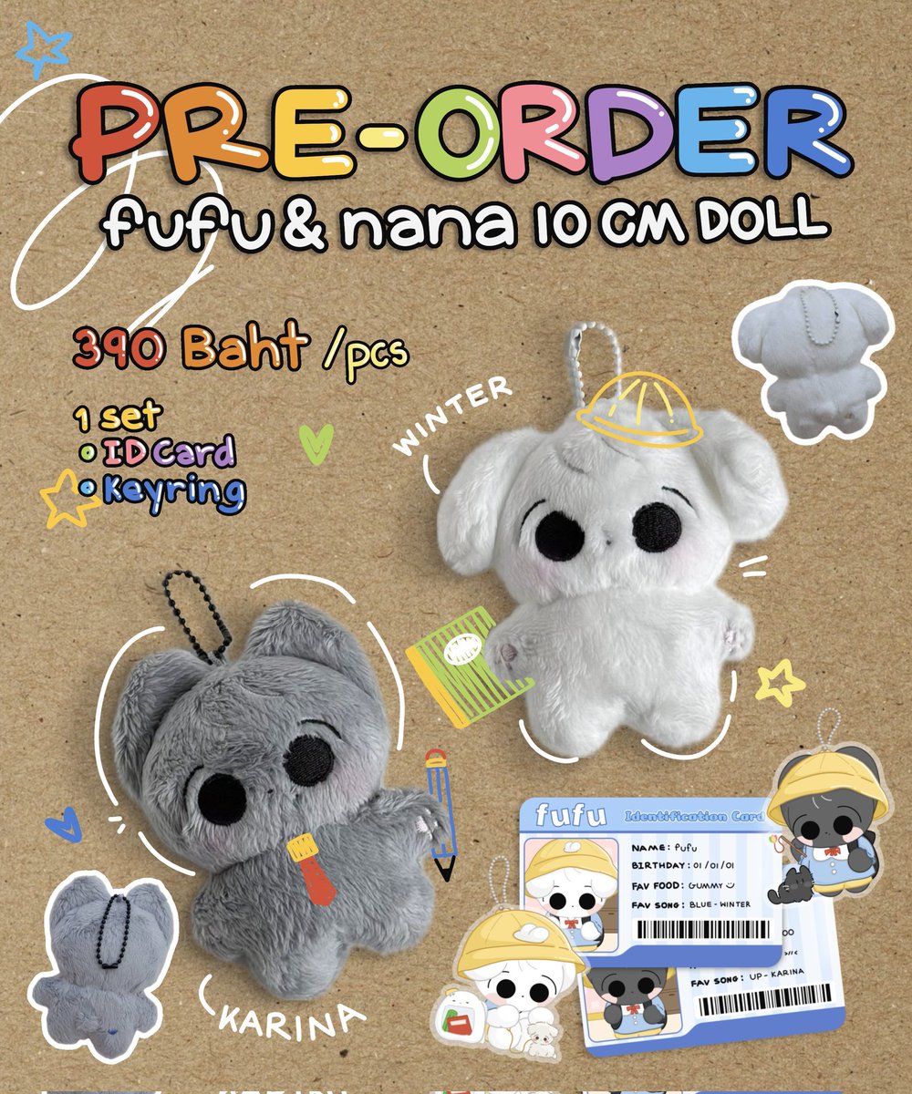 🇨🇳G.O｜aespa 金冬天 柳智敏 FUFU&amp;NANA 10cm玩偶 泰国

🎀 <a href="/mybabyfufu/">fufu 📌 pre order 10 cm</a>
⏳ ~02.22 19:00（GMT+8）
🔸补款均摊➡岛内/国际/工厂邮

🛒  k.youshop10.com/Z5Pgla6D