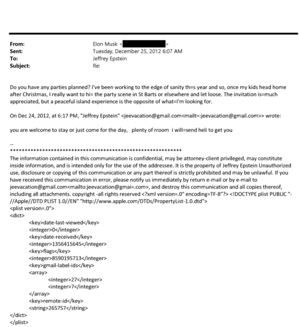 He sent him an email at 6 am, on Christmas day asking Epstein when the next party is as he needs to “let loose”.
