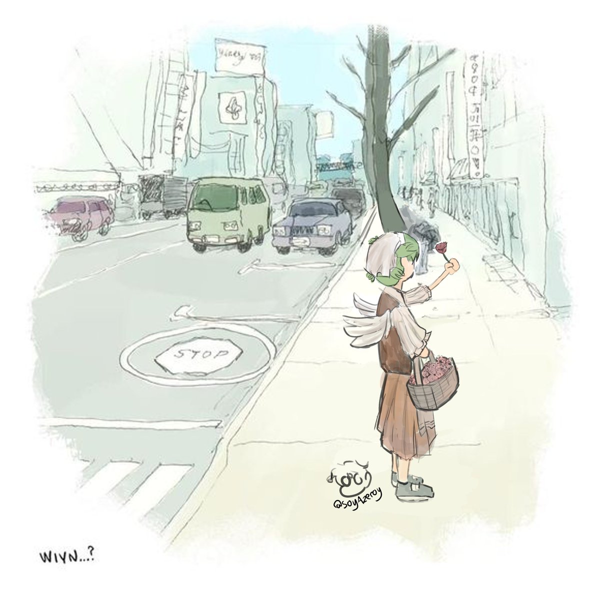 SoyAzeroy's tweet image. wiyn x yotsuba&amp;amp;! doodles
#yotsubato #よつばと