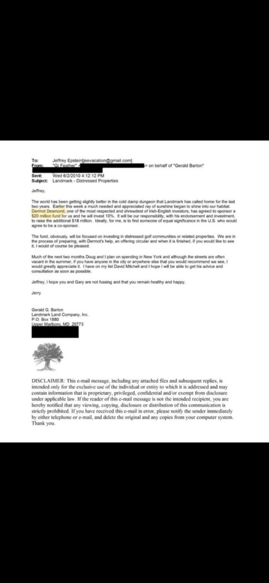 Dermot Desmond linked with Jeffrey Epstein 👀