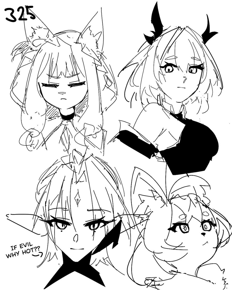 325. Quick sketching. We have Risa, laevatain Nefarith and the labubu.