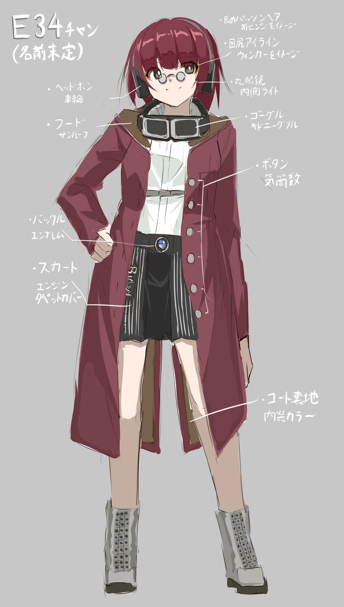 いい加減E34チャンの擬人化もちゃんと描きたいけど、いい名前が浮かばない 