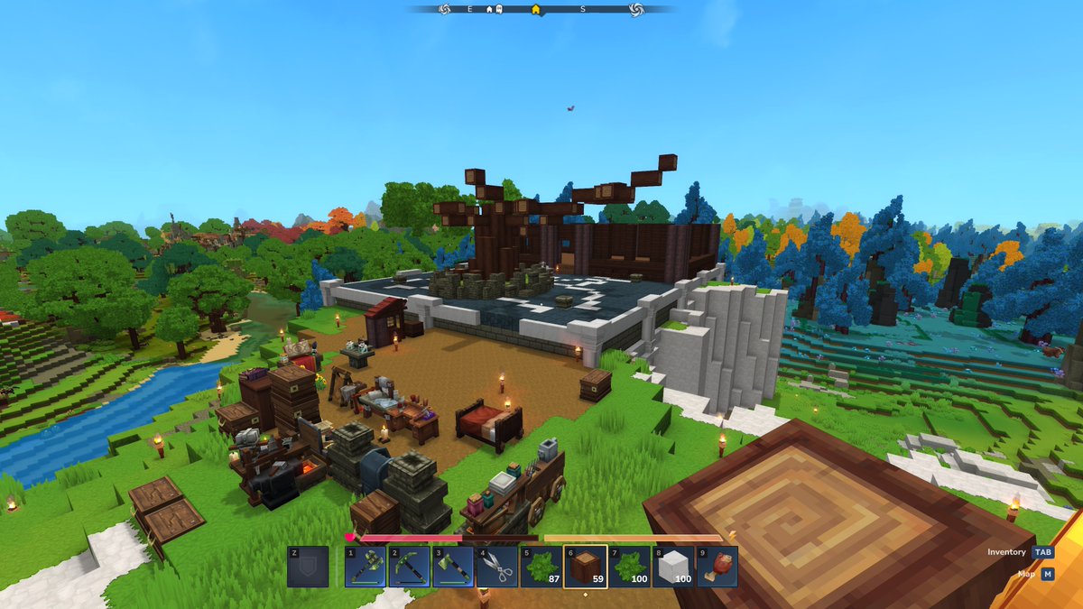 still getting my hands wet with <a href="/Hytale/">Hytale</a>, building is starting to come along but the learn and curve is interesting, i just wish trees were easier to build manually lmao