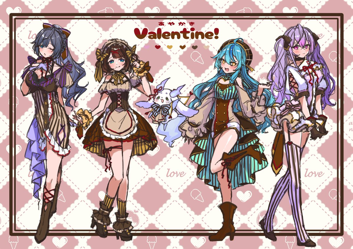 あやかきちゃん３Dお披露目リレー決定おめでとう～～！🥳🎉✨

バレンタイン創作衣装デザインが丁度完成したので見て！！このお衣装で一枚絵を描こうと目論んでいる