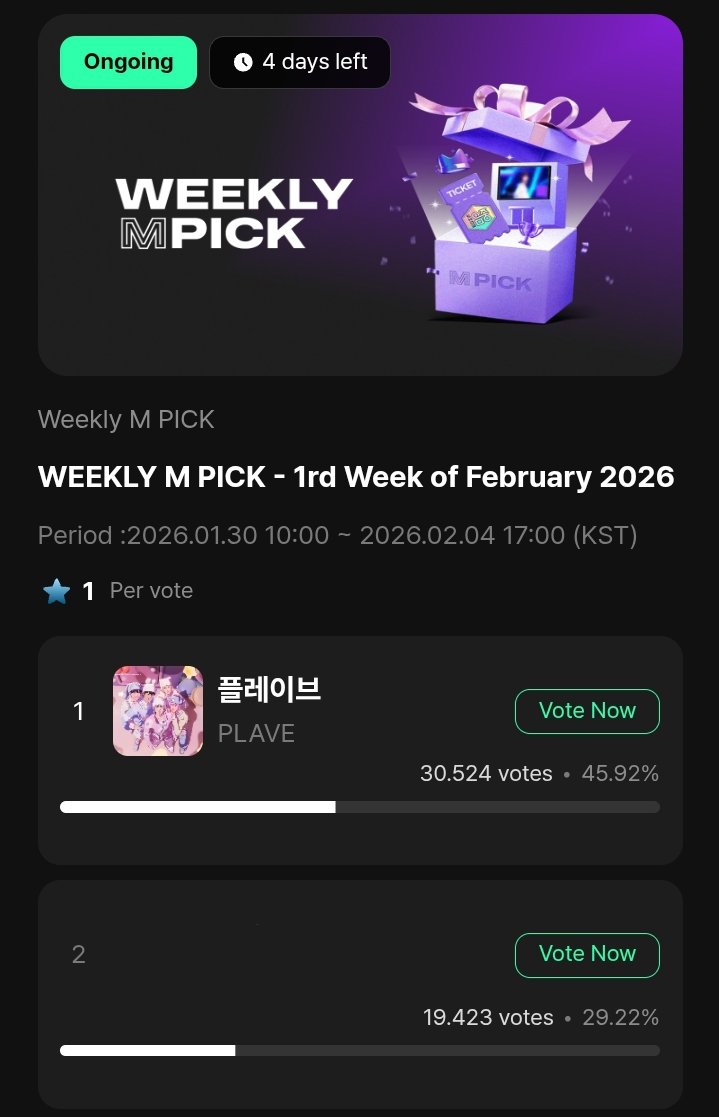 ⏰️Pengingat Harian 260131⏰️

Vote berjalan:
• HMA 2025:
  ☆ Top 10 #16 🟰
  ☆ Virtual #1 🟰
  - Popularitas #12 🟰
• Muniverse: Weekly MPICK #1 🟰
• Dingo: Killing Voice Returns
• USEN

PLLI! Usahakan masuk 10 besar untuk kategori Top 10 (bonsang), ya!! Semangat 💪🏻💪🏻