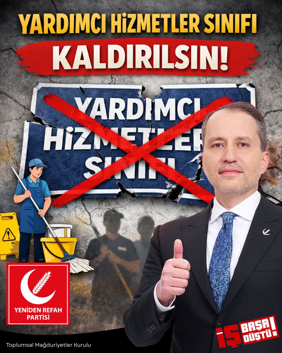 Yardımcı Hizmetler Sınıfı Kaldırılmalıdır..
<a href="/erbakanfatih/">Dr. Fatih Erbakan</a> <a href="/rprefahpartisi/">Yeniden Refah Partisi</a> <a href="/magdursuztoplum/">Toplumsal Mağduriyetler Kurulu</a> 

#YardımcıHizmetlerSınıfı 
#YHSKaldırılsın
<a href="/yhsegitimsen/">Yardımcı Hizmetler Sınıfı Eğitim Sendikası</a> <a href="/yhsplatform/">Yardımcı Hizmetler Sınıfı Platformu</a> <a href="/YardHizPlatform/">Yardımcı Hizmetler Sınıfı Platformu</a>