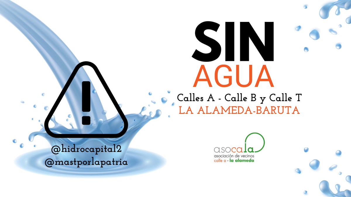 aso_cala's tweet photo. Calle A - Calle B y Calle T 
#LaAlameda #Baruta #sinAgua
Último día de suministro Dom-25-01-26

#Urgente @hidrocapital2 @mastporlapatria https://t.co/LMCbtG1iWn