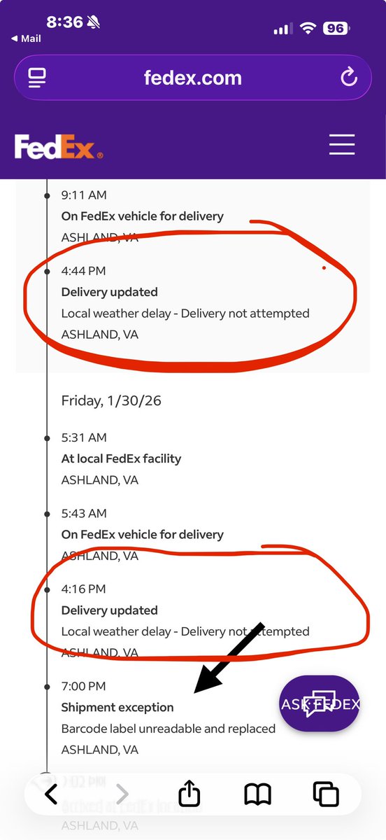 keleland's tweet photo. @levainbakery You should consider changing your shipping partner from @FedEx to @UPS. @FedExHelp hasn’t attempted delivery for 2 days but claims weather is the issue. @amazon, @USPS, and @UPS has delivered to this address. Shipping perishable goods needs a reliable shipper. https://t.co/w1CJkTH3X4