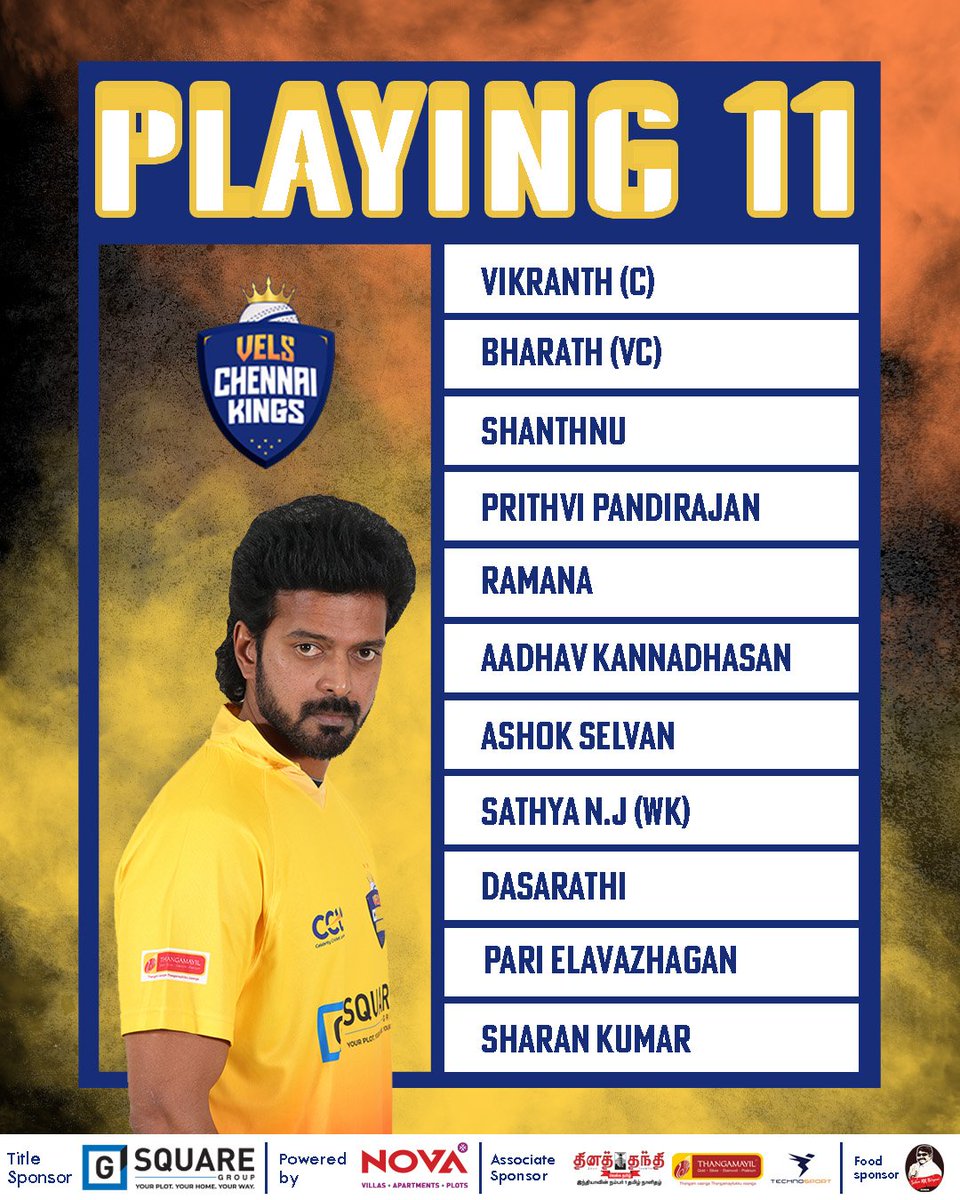 VelsChennaiCcl's tweet image. [Starting XI ready to DELIVER! 🏏🔥
Drop a 🔥 for your favorite player! Comment their NAME! 💪⚡
@IshariKGanesh
@kushmithaganesh @sripriya #VelChennaiKings #FanLove #VelsChennaiKings #VCK #CelebrityCricketLeague
#CCL