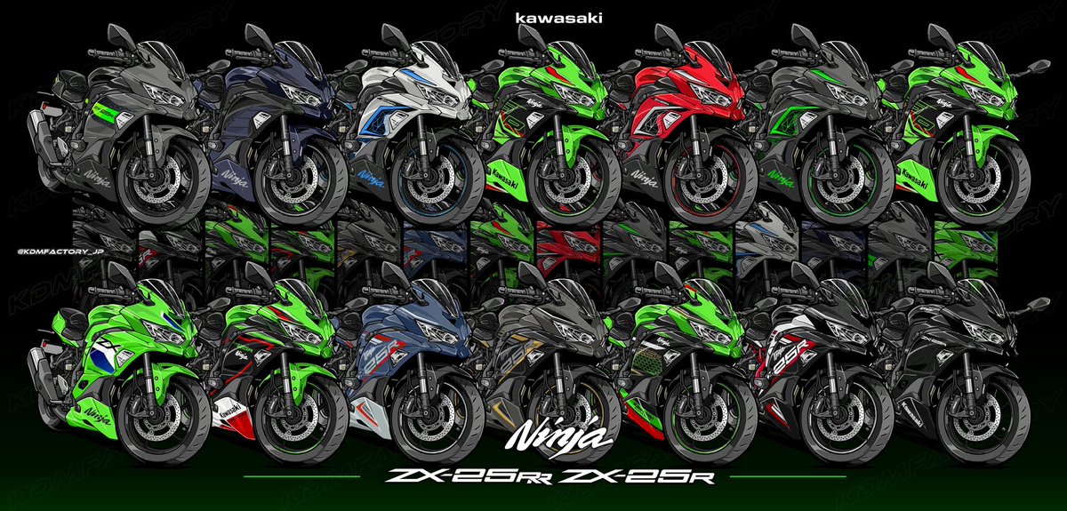 kawasaki ZX-25R＆ZX-25RRを描きました！！ #今月描いた絵を晒そう #ZX25R
