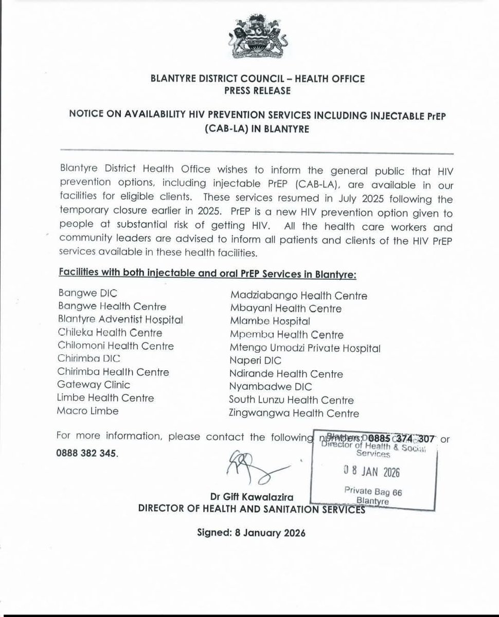 Important information for Blantyre residents.