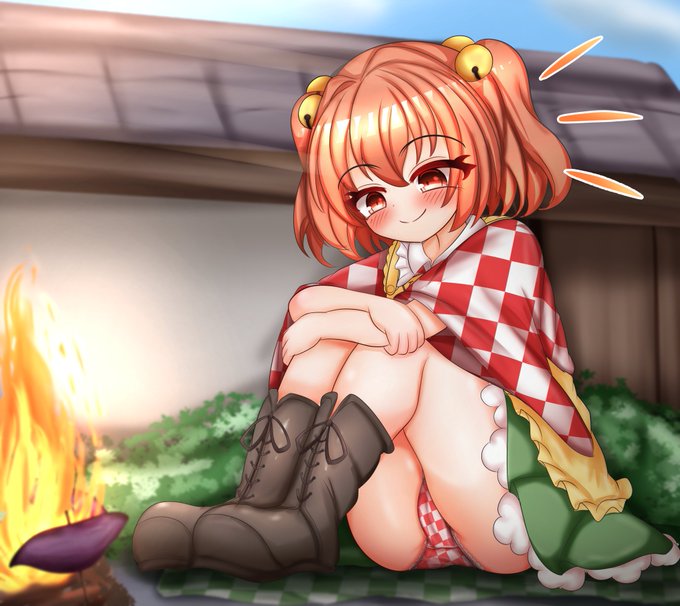 お芋を焼く小鈴ちゃん 