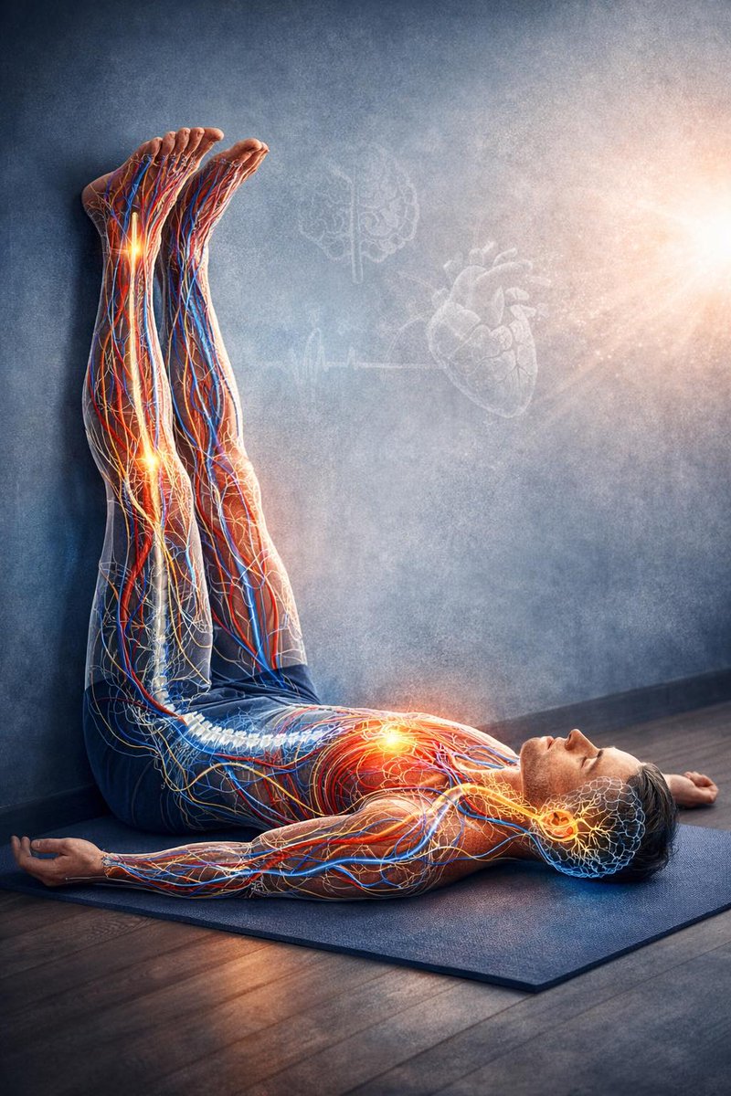 10 minut dziennie. Ściana. Twoje nogi.
I reakcja ciała, która zaskakuje nawet specjalistów.
Na pierwszy rzut oka wygląda… banalnie.

Po prostu leżysz i opierasz nogi o ścianę.

Ale z punktu widzenia fizjoterapii i neurofizjologii :
 ✅ to jedna z najprostszych i najbardziej