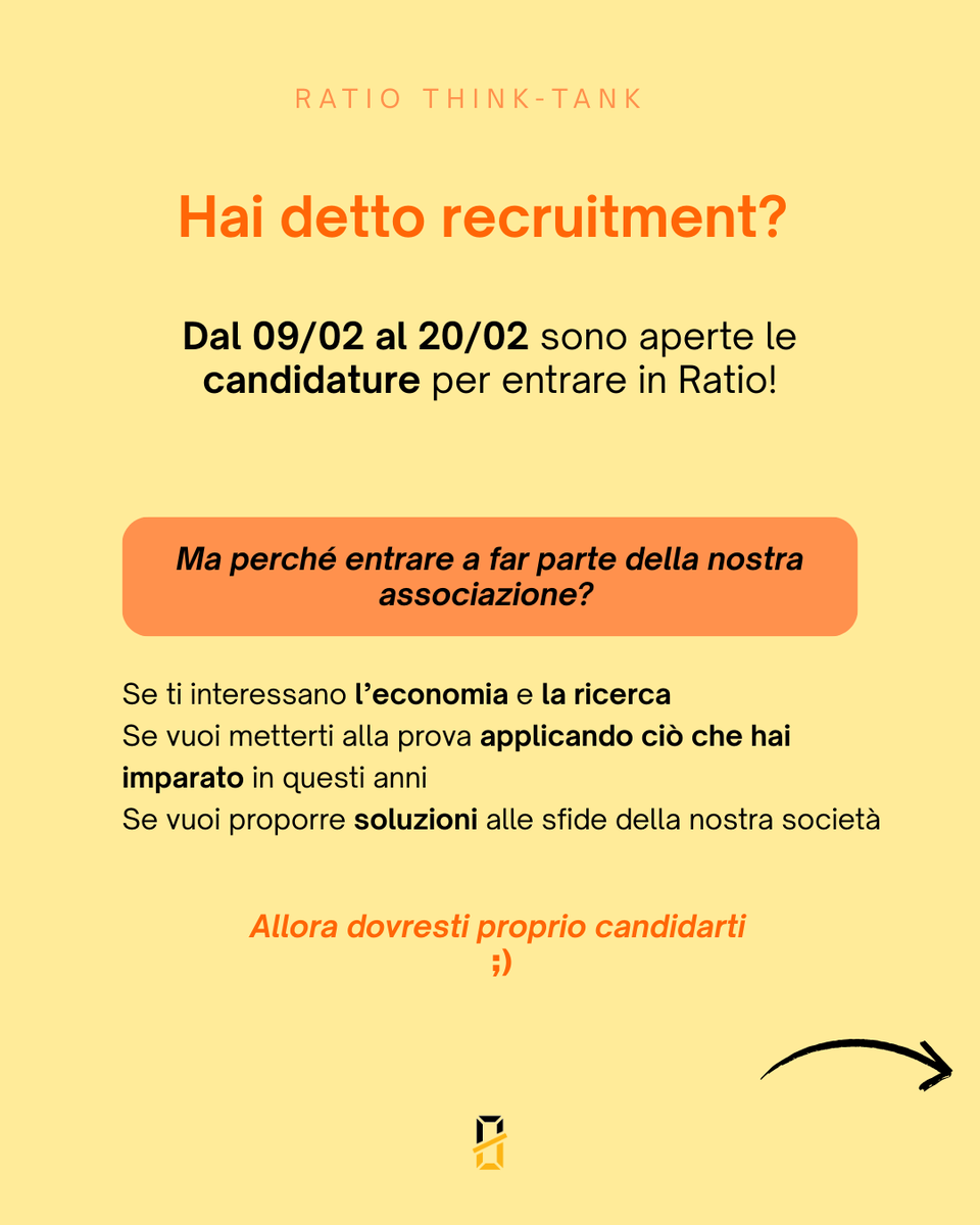 Ratio_thinktank's tweet photo. Dal 9 al 20 febbraio apre il recruitment di Ratio! 
Tutte le informazioni sul nostro sito 👇

https://t.co/3G1BYa4MNc

#Ratiothinktank #Recruitment #Candidati https://t.co/SF5KdMQRgb