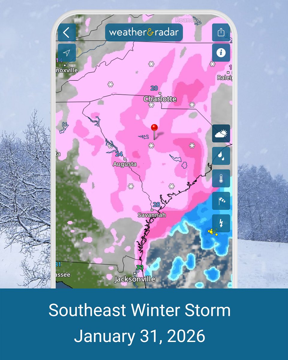 WeatherRadar_US's tweet image. In the middle of record-breaking cold, the #Southeast is expecting an intensifying #winter storm Saturday into the early morning hours on Sunday.

🌬️  Gusts greater than 75 mph possible along the #OuterBanks
❄️  #Snow totals of at least 4 inches
🥶  High temps only in the 20s