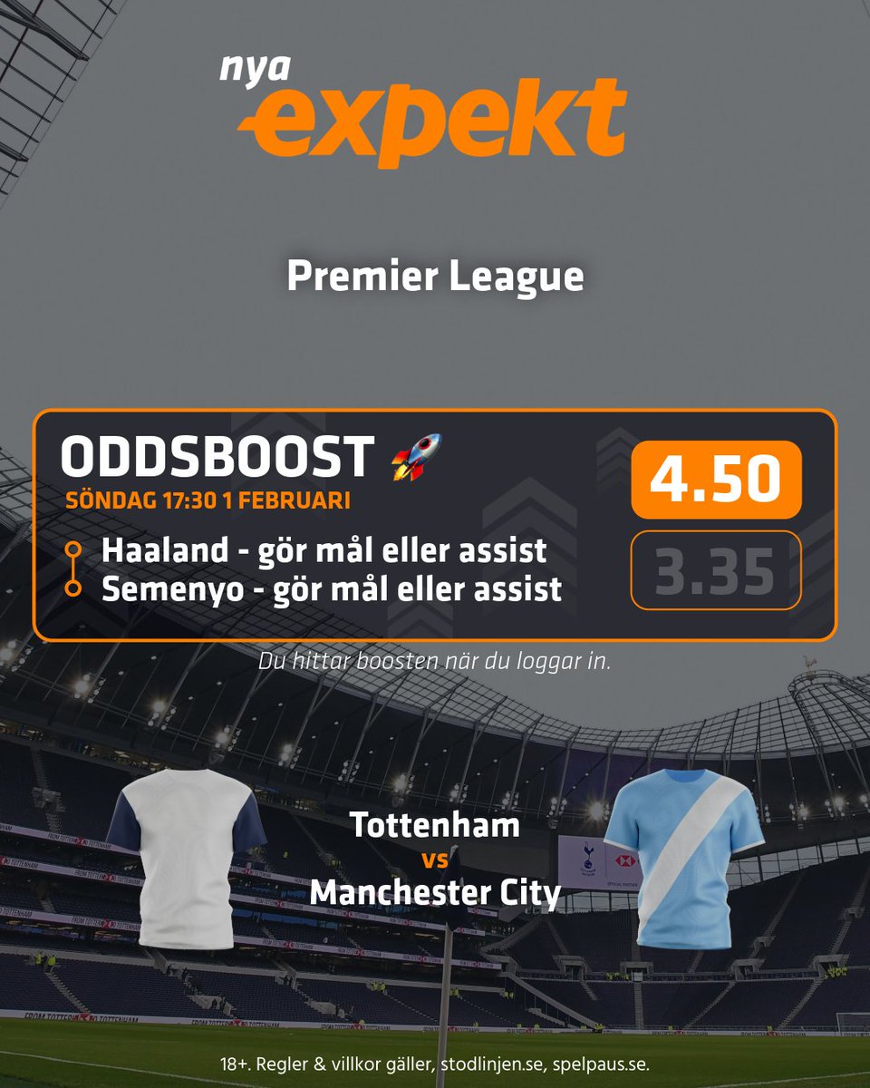 vi har tagit fram en oddsboost på att ettan och trean i skytteligan gör poäng i matchen mot Spurs 👀 

Synlig i inloggat läge 📲 bit.ly/45FySOv