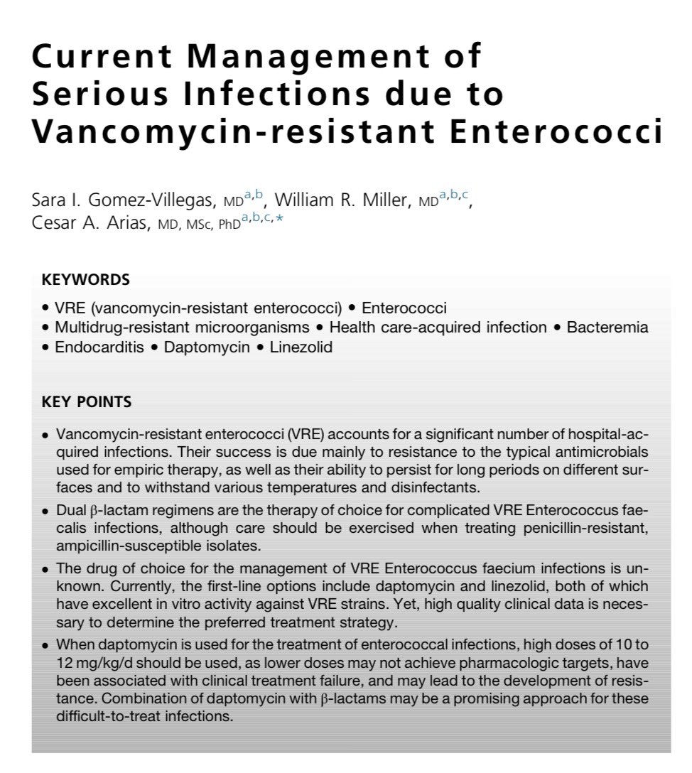 AliSMV7's tweet photo. Current Management of Serious Infections due to Vancomycin-resistant Enterococci

https://t.co/Ek7CImVTQi https://t.co/TEOFnho6yW