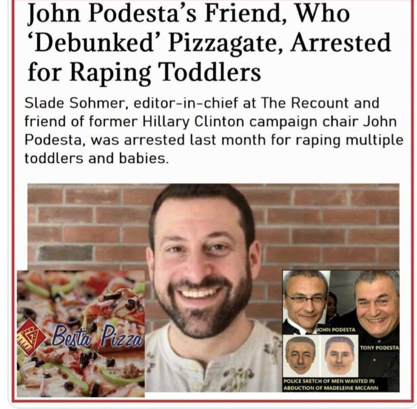 shipwreckshow's tweet photo. "nO oNe Is aBoVE dA LaW"

Except John Podesta right? Except the Clinton's right?
Except... Except....Except...

They wore victims faces like masks....drank their blood and told the world through their "art" and entertainment. 

Wednesday night I'm going to bring on Liz Crokin to open this back up.

It gets much darker than just Epstein.