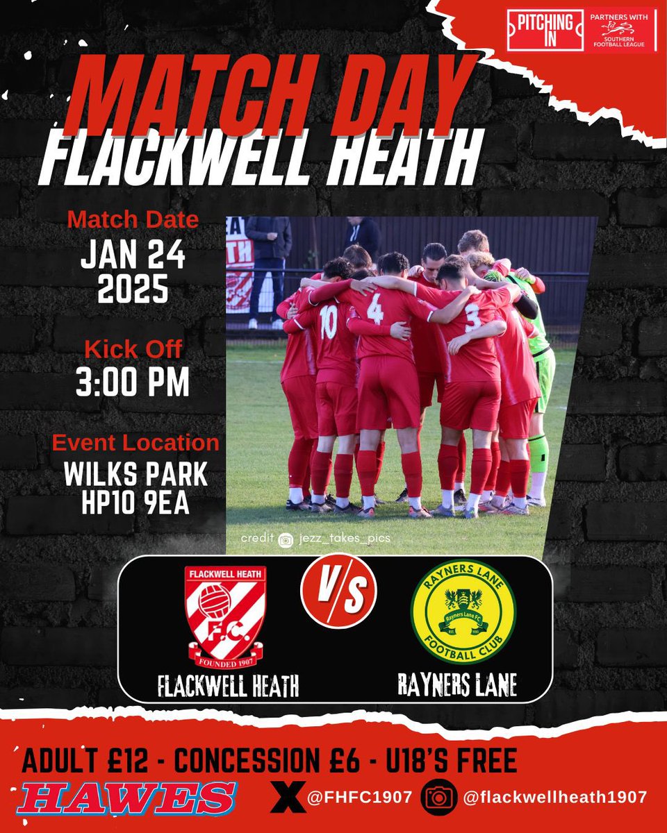 FHFC1907's tweet photo. 🔥 It’s Game On at Wilks Park, we welcome Rayners Lane FC in the Southern League Division One Central. Kick Off 3pm #Heathens https://t.co/BJkGHHMu5u