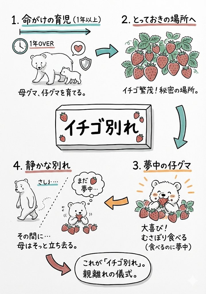 <a href="/Bchihi148111/">クマの生息地選択by高畠千尋</a> 【切ない真実】「イチゴ別れ」という物語。仔グマの幸せな瞬間に、母はそっと姿を消す。