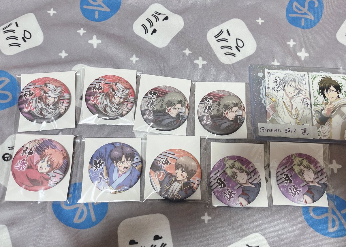 交換】銀魂 吉原大炎上 アニメイトフェア 缶バッジ 譲：神楽 新八 沖田