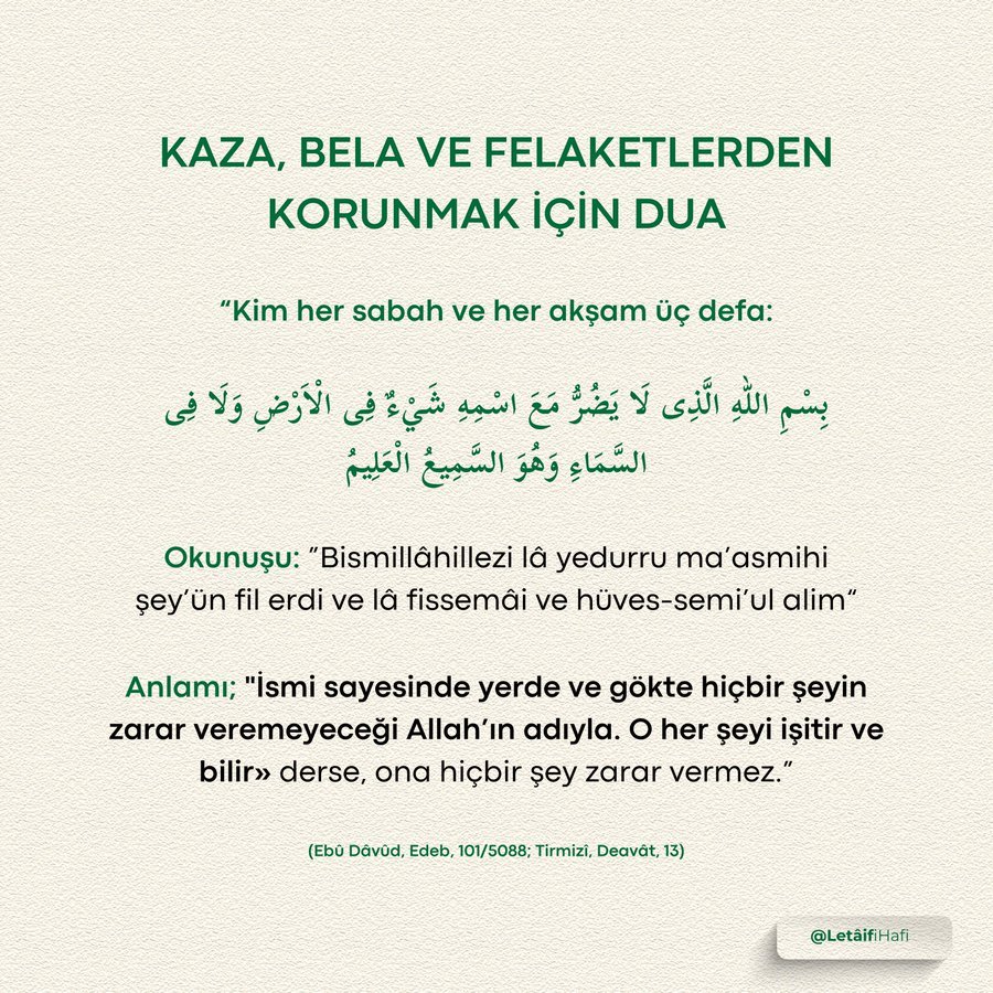 Kaza, bela ve felaketlerden korunmak için dua
Galerinizde bulunsun