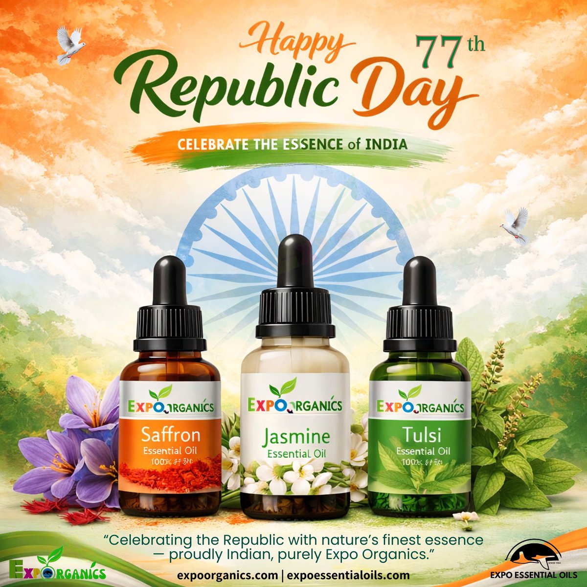 expoorganics's tweet photo. Celebrating freedom, responsibility, and a future rooted in purity. 🇮🇳
Happy Republic Day!
@expoorganics 
#HappyRepublicDay #RepublicDay2026 #ProudlyIndian #MadeInIndia #india https://t.co/L4djmGr2Cu