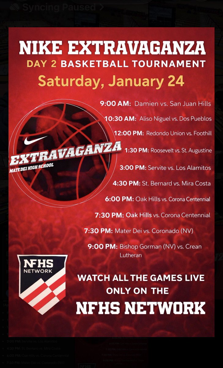 2026 <a href="/nikebasketball/">Nike Basketball</a> Extravaganza 31st Annual Basketball Tournament 

Watch Day 2 on Sat Jan 24th Live Broadcast action only <a href="/NFHSNetwork/">NFHS Network</a>  nfhsnetwork.com/affiliates/soc…
<a href="/FullTimeHoops1/">Aaron Burgin</a> <a href="/CoastalPrepRep/">Coastal Prep Sport Report</a> <a href="/SBLiveCA/">California High School On SI</a> <a href="/MaxPreps/">MaxPreps</a> <a href="/latsondheimer/">eric sondheimer</a> <a href="/latimessports/">L.A. Times Sports</a> <a href="/ocregister/">O.C. Register</a> <a href="/damienhs/">Damien High School</a>
