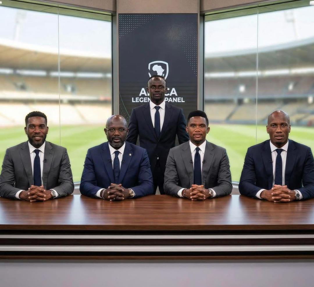 genakhena's tweet image. Which of these legends should stand for Sadio Mane to sit?
Criteria is achievements in football in Africa, Europe and at the world stage. 
Don’t rush your answer.