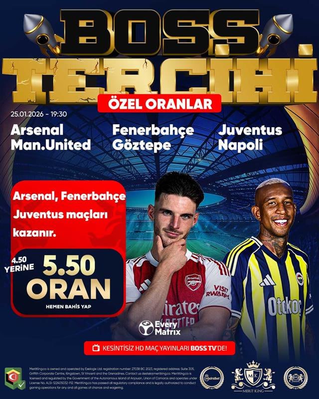 🚨🔥 BOSS TERCİHİ – 5.50 ORAN! 🔥🚨

🟢 Arsenal, Fenerbahçe, Juventus kazanır mı?
⚽️ Maç içi özel BOSS ORAN
🎯 Yüksek oran💥 Anlık heyecan

👉 Şimdi bahis yap, kazancını artır! 📲

🔗 Güncel link: cutt.ly/meritkingTWT

#meritking #cumartesi