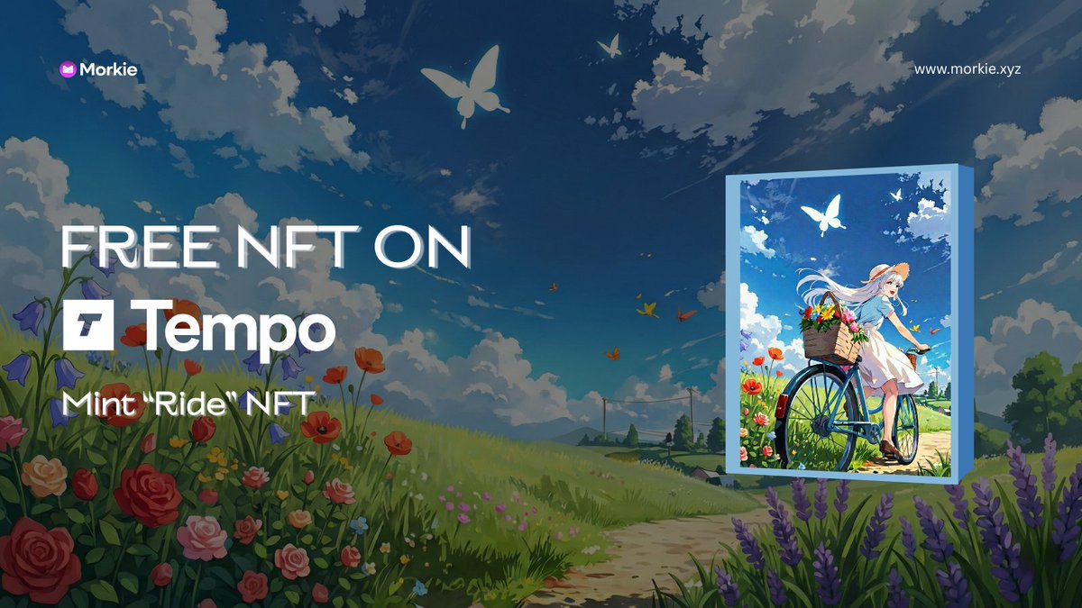 Mint Free NFT On Tempo Testnet 

🌸 Mint: morkie.xyz/ride

Like, RT &amp; leave your wallet address below ⚡