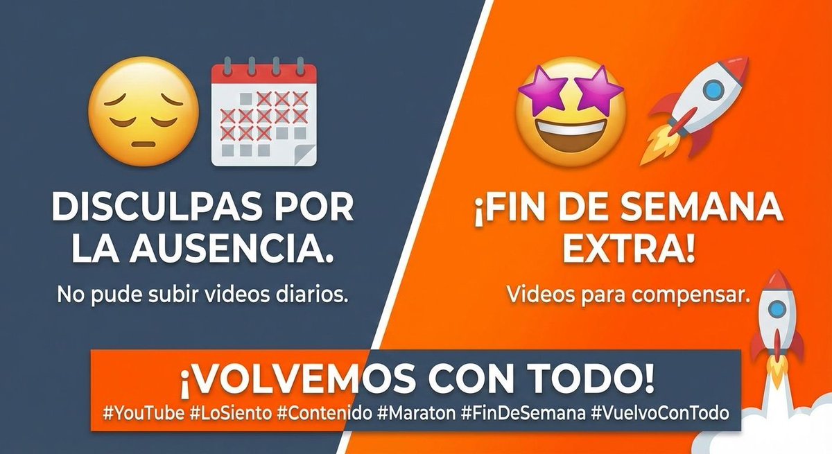 DeadByData's tweet image. ¡Disculpas por fallar con los videos diarios! 🙏 Sé que me esperaban y agradezco su paciencia.
​¡Este finde me reivindico! Subiré videos extra para compensar el tiempo perdido. 🔥🎬 ¡Estén atentos!
​#YouTube #LoSiento #Maraton #FinDeSemana #VuelvoConTodo