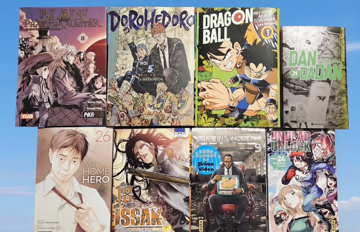 Sharkhayn's tweet photo. Manga du jour !
#LeNouvelAngyoOnshi 8, #Dorohedoro 5, #DragonBallFullColor 13, #MangaDeLaMarqueCrunchyroll 21, #MyHomeHero 26, #Issak 18, #DarwinsIncident 9 et #UndeadUnluck 24 ! https://t.co/4vlB37hv8o