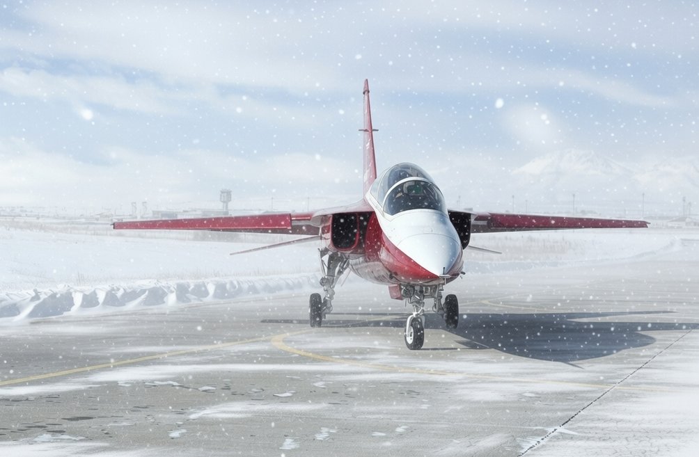 TurkishCentury's tweet image. 🥶 After enduring the "ice torture" tests at #TUSAS' freezer, Türkiye's #HÜRJET fighter/trainer just aced real-life high-altitude "cold &amp;amp; dark start" tests at -21 C @ 1959m in #Erzurum. 🇹🇷