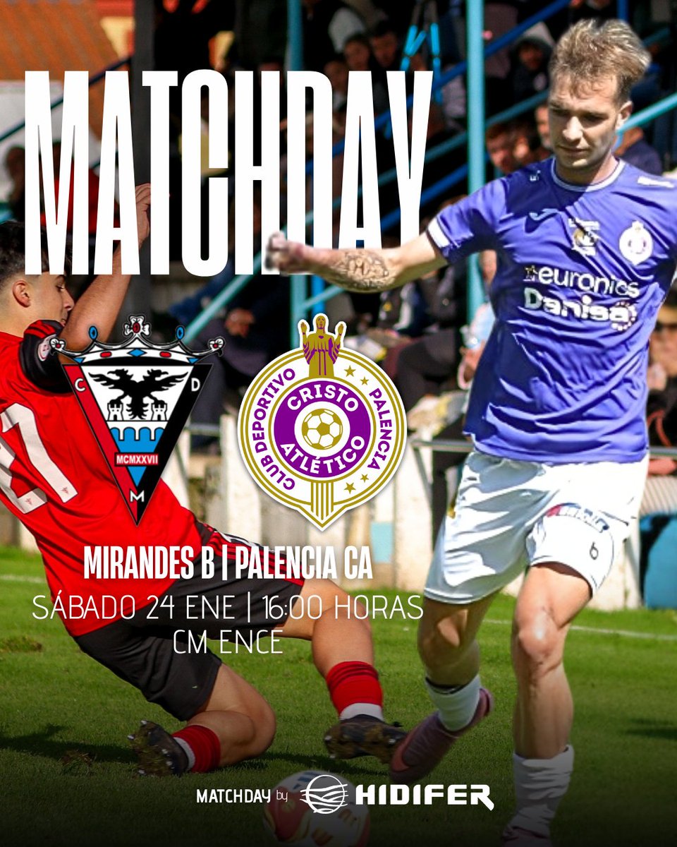 ⚽️DIΛ DΞ PΛRTIDO
🚍 Hoy viajamos con frio pero nuestra mente solo piensa en luchar, competir y volver a ganar💪😜

🆚 <a href="/CDMirandes/">Club Deportivo Mirandés</a> "B"
🕒 16:00 h
📍 CM Ence

En directo:🔴📽️youtube.com/live/ySiXhtump…

#lahistoriacontinua 💜 #40añoslatiendo