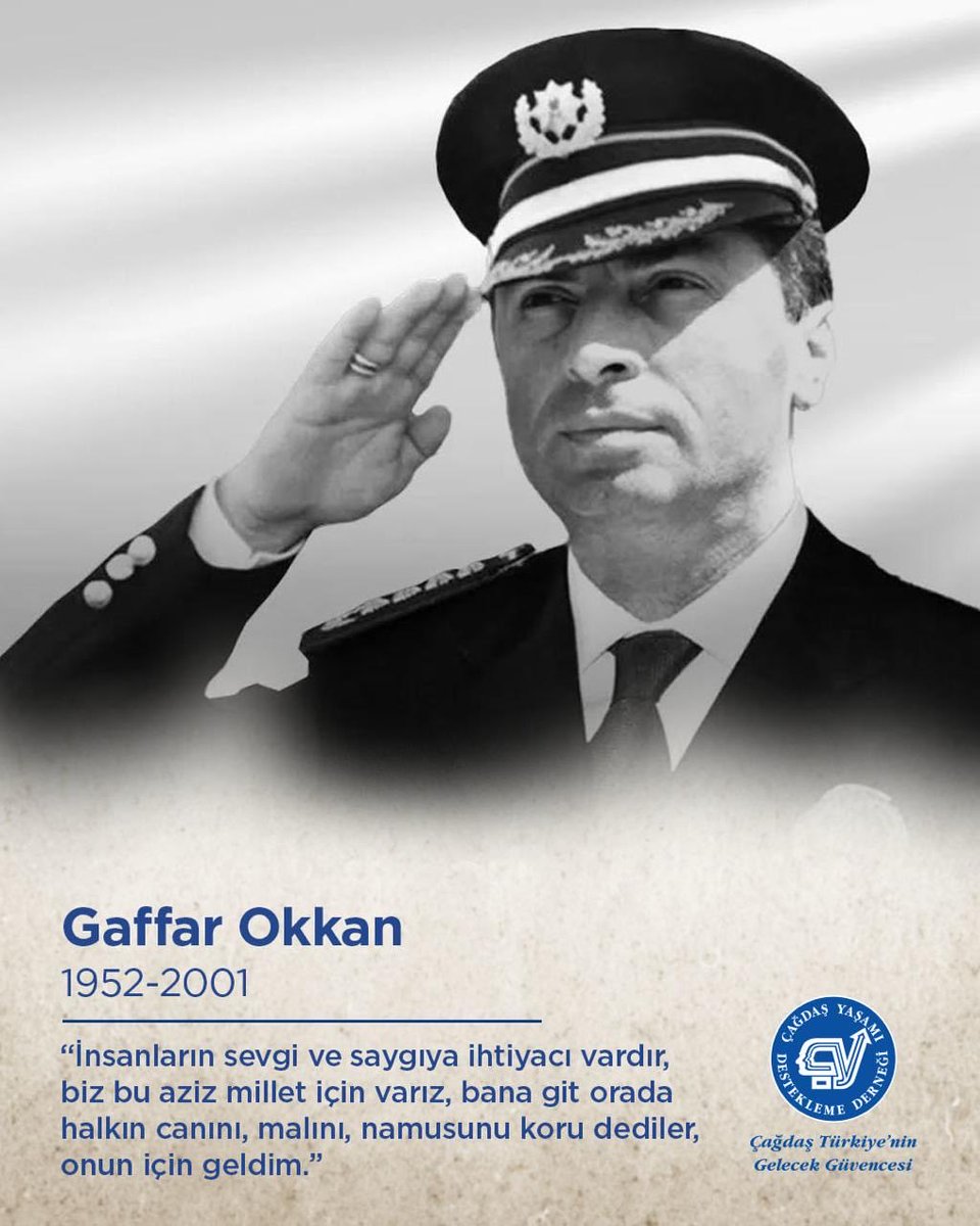 CagdasYasamDD's tweet image. 24 Ocak 2001 tarihinde hain bir terör saldırısı sonucu şehit edilen Diyarbakır Emniyet Müdürü Ali Gaffar Okkan’ı aramızdan ayrılışının 25. yılında saygıyla anıyoruz. 

#GaffarOkkan
#ÇağdaşYaşamıDesteklemeDerneği